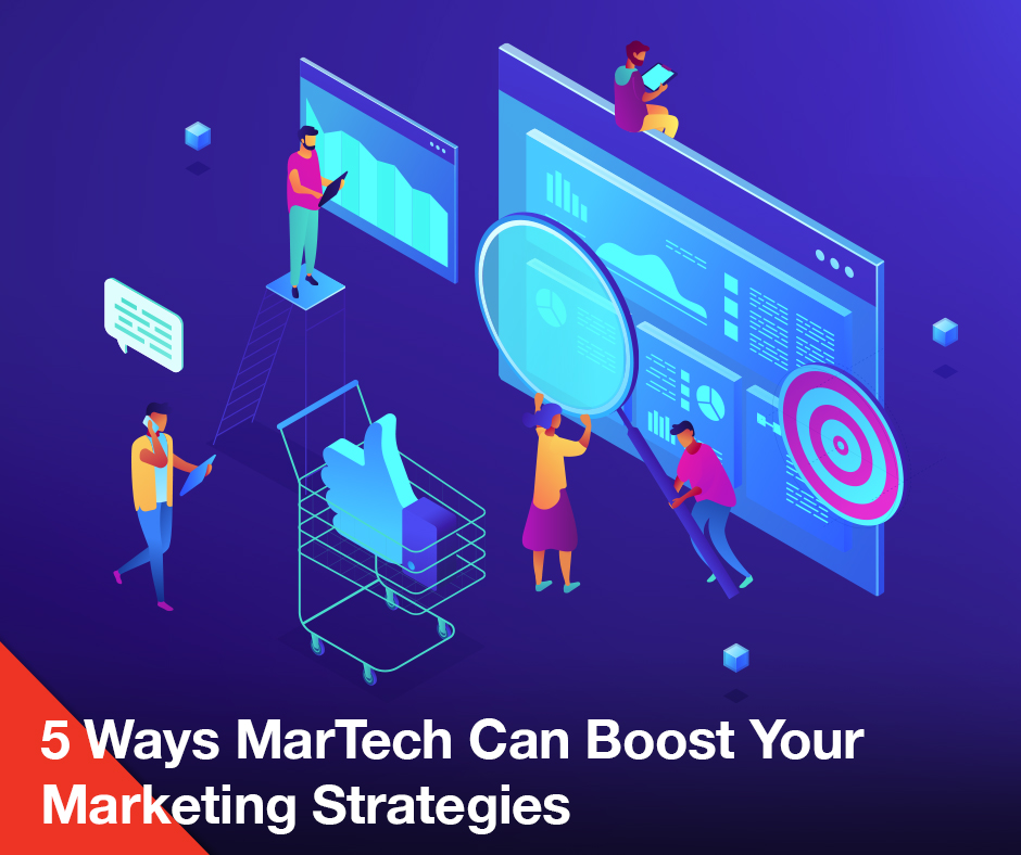 Martech marketing strategies with blue background